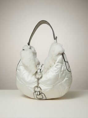 Coach Y2K Vintage Satin Rabbit Fur Ski Soho Puffer Shoulder Bag Gently Loved